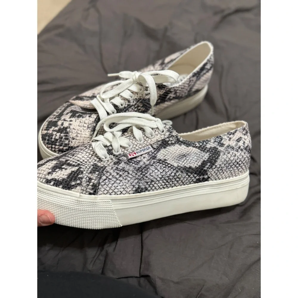 NWOB Superga 2730 Platform Sneakers‎ Snakeskin Print Lace Up EU 41.5 US W